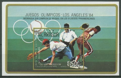 Nicaragua 1984 Olympische Sommerspiele Baseball Block 159 postfrisch (C63435)