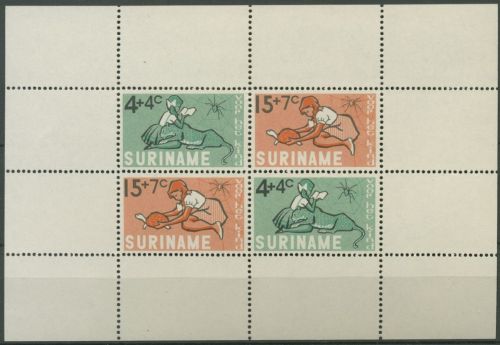 Surinam 1965 Voor het Kind Kinder und Tiere Block 4 postfrisch (C12942)