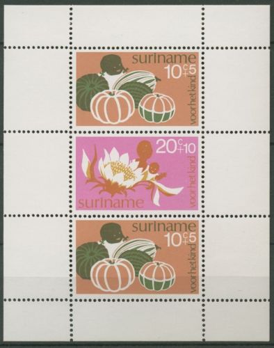 Surinam 1974 Voor het Kind Block Früchte Blumen 14 postfrisch (C12943)