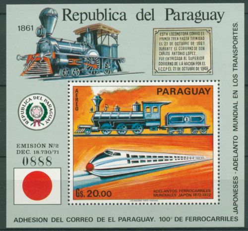 Paraguay 1972 Japanische Lokomotiven Block 176 postfrisch (C63458)