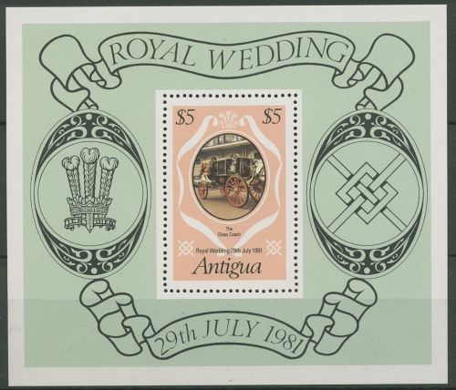 Antigua 1981 Hochzeit Prinz Charles Lady Diana Block 55 postfrisch (C94131)