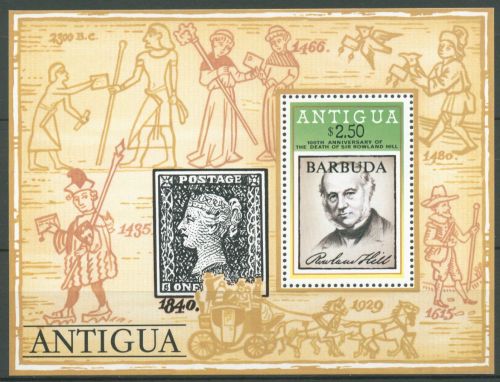 Barbuda 1979 Postmeister Rowland Hill Block 40 postfrisch (C63509)