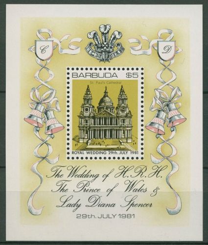 Barbuda 1981 Hochzeit Prinz Charles Lady Diana Block 61 postfrisch (C94206)