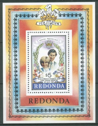 Antigua - Redonda 1981 Prinz Charles & Lady Diana Block 11 postfrisch (C63515)