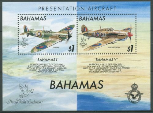 Bahamas 1990 STAMP WORLD LONDON Flugzeuge Block 61 postfrisch (C63516)