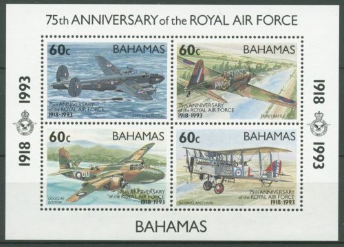 Bahamas 1993 Luftfahrt Royal Air Force Flugzeuge Block 71 postfrisch (C63517)
