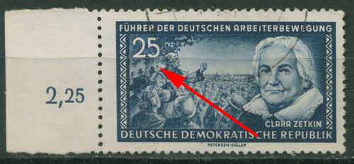 DDR 1955 Führer d. Arbeiterbewegung mit Plattenfehler 476 F 6 gestempelt