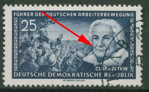 DDR 1955 Führer d. Arbeiterbewegung mit Plattenfehler 476 F 31 mit Sonderstempel