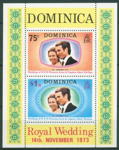 Dominica 1973 Prinzessin Anne & Marc Phillips Block 21 postfrisch (C63533)