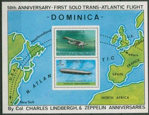 Dominica 1978 Luftfahrt Ch.Lindbergh Graf Zeppelin Block 48 postfrisch (C94276)