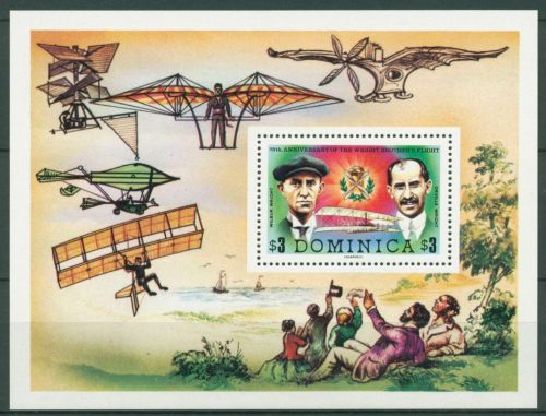 Dominica 1978 Luftfahrt Brüder Wright Doppeldecker Block 50 postfrisch (C63536)