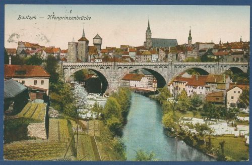 Bautzen Kronprinzenbrücke Altstadt, gelaufen 1930 (AK4709)