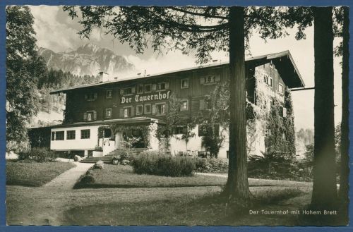 Berchtesgaden Der Tauernhof mit Hohem Brett, gelaufen 1957 (AK4656)