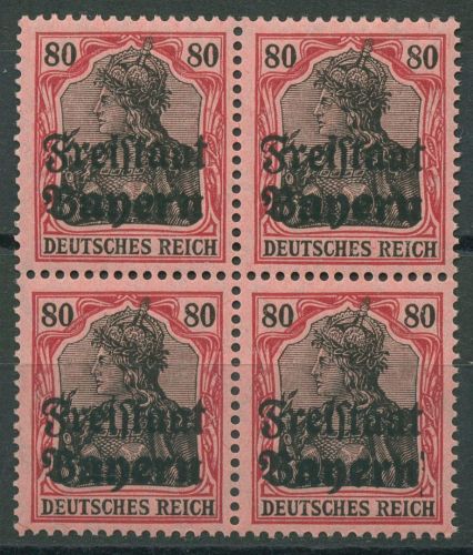 Bayern 1919 Freimarken DR m. Aufdruck: Freistaat Bayern 147 4er-Block postfrisch
