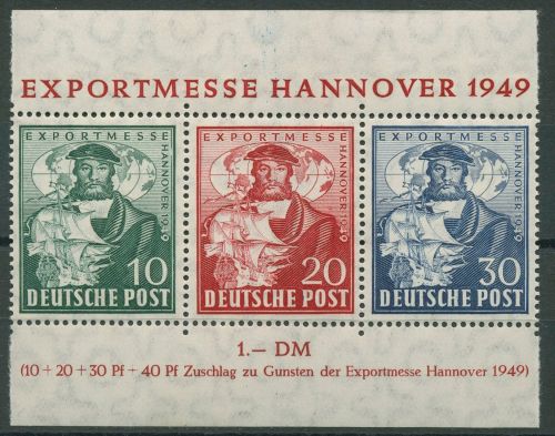 Bizone 1949 Exportmesse Hannover Zusammendruck aus Block 1 a postfrisch