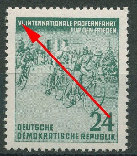 DDR 1953 Radfernfahrt f. d. Frieden mit Plattenfehler 355 F 9 postfrisch