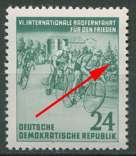 DDR 1953 Radfernfahrt f. d. Frieden mit Plattenfehler 355 F 11 postfrisch