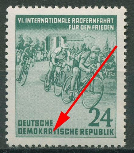 DDR 1953 Radfernfahrt f. d. Frieden mit Plattenfehler 355 F 26 postfrisch