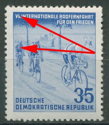 DDR 1953 Radfernfahrt f. d. Frieden mit Plattenfehler 356 I postfrisch