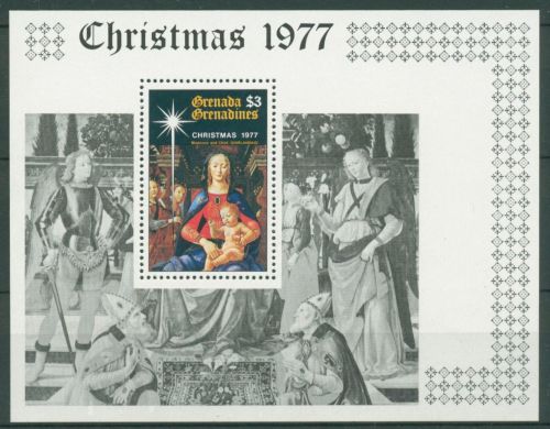 Grenada-Grenadinen 1977 Weihnachten Gemälde Block 30 postfrisch (C63605)