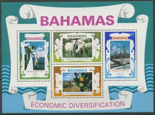 Bahamas 1975 Wirtschaft Tiere Fischerei Industrie Block 14 postfrisch (C71143)