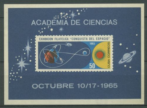 Kuba 1965 Briefmarkenausstellung Sonnenforschung Block 27 postfrisch (C63637)