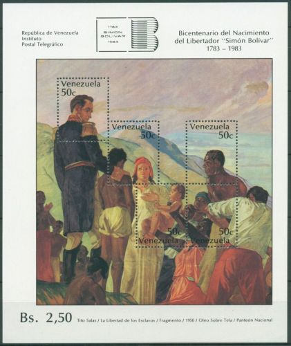 Venezuela 1979 Simón Bolivar Befreiung der Sklaven Block 25 postfrisch (C63689)