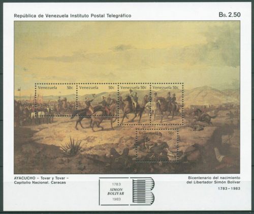 Venezuela 1983 Simón Bolivar Schlacht v. Ayacucho Block 30 postfrisch (C63693)