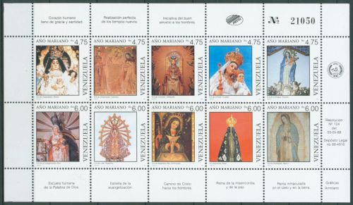 Venezuela 1988 Marianisches Jahr Mariendarstellung 2552/61 K postfrisch (C63704)