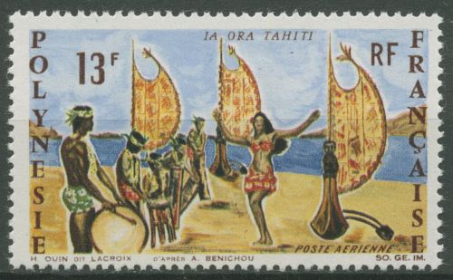 Französisch-Polynesien 1966 Es lebe Tahiti Boote Tanz 62 postfrisch