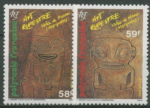Französisch-Polynesien 1986 Archäologische Funde Felszeichnung 452/53 postfrisch