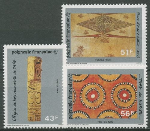 Französisch-Polynesien 1989 Gemälde auf Rindenstoff Tapa 527/29 postfrisch