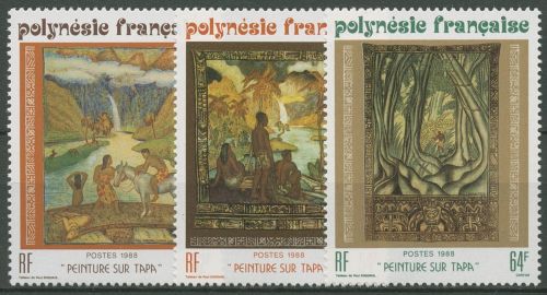 Französisch-Polynesien 1988 Gemälde auf Rindenstoff Tapa 503/05 postfrisch