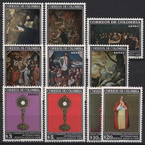 Kolumbien 1968 39. Eucharistischer Weltkongreß Bogotá 1125/34 postfrisch