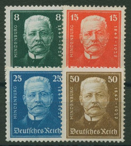 Deutsches Reich 1927 80. Geb. Hindenburgs 403/06 mit Neugummierung (R81137)