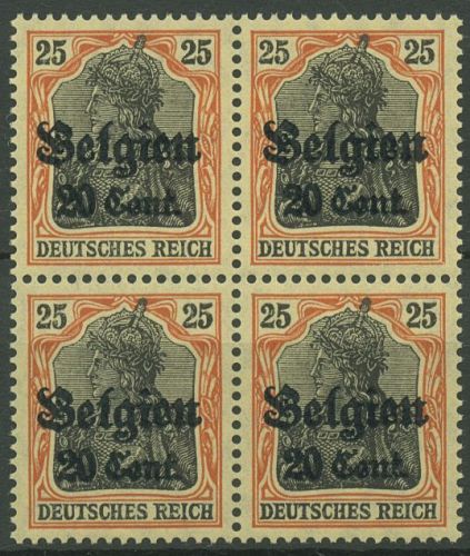 Landespost in Belgien 1916/18 Germania mit Aufdruck 4er-Block 17 postfrisch