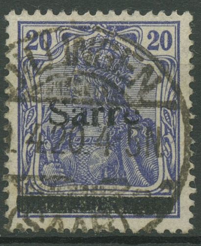 Saargebiet 1920 Germania mit Aufdruck Type III, 8 III gestempelt