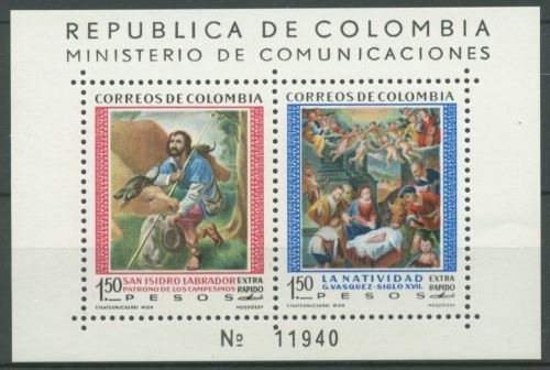 Kolumbien 1960 Heiliger Isidor Schutzpatron Bauern Block 20 postfrisch (C63714)