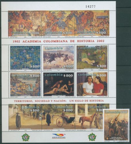 Kolumbien 2002 Gemälde 2207/19 ZD-Bogen + Einzelwert postfrisch (SG61736)