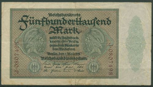 Dt. Reich 500000 Mark 1923, DEU-99a, Serie J, gebraucht (K1771)