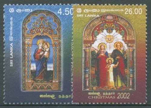 Sri Lanka 2002 Weihnachten Kirchenfenster 1366/67 postfrisch