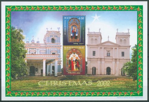 Sri Lanka 2002 Weihnachten Kirchenfenster Block 89 postfrisch (C63747)