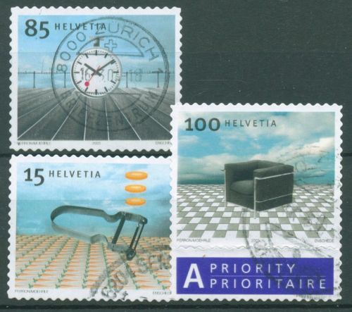 Schweiz 2003 Design Sparschäler Bahnhofsuhr Sessel 1861/63 gestempelt