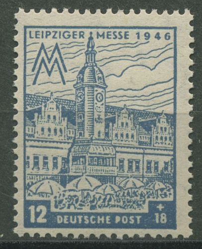 SBZ West-Sachsen 1946 Leipziger Messe mit WZ Y 163 A Y b postfrisch geprüft