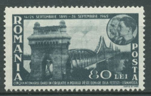 Rumänien 1945 Donaubrücke Cernavoda König Karl I. 902 postfrisch