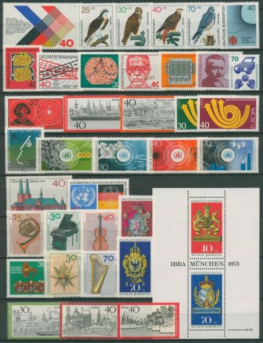 Bund 1973 Jahrgang komplett (753/90, Block 9) postfrisch (SG98477)