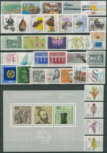 Bund 1984 Jahrgang komplett (1197/33, Block 19) postfrisch (SG98488)