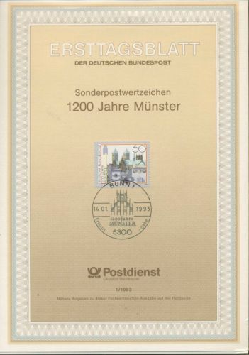 Bund Jahrgang 1993 Ersttagsblätter ETB komplett (XL9693)