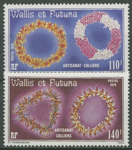Wallis und Futuna 1979 Halsschmuck aus Korallen und Blüten 355/56 postfrisch