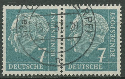 Bund 1954 Th. Heuss I Bogenmarken 181 waagerechtes Paar gestempelt
